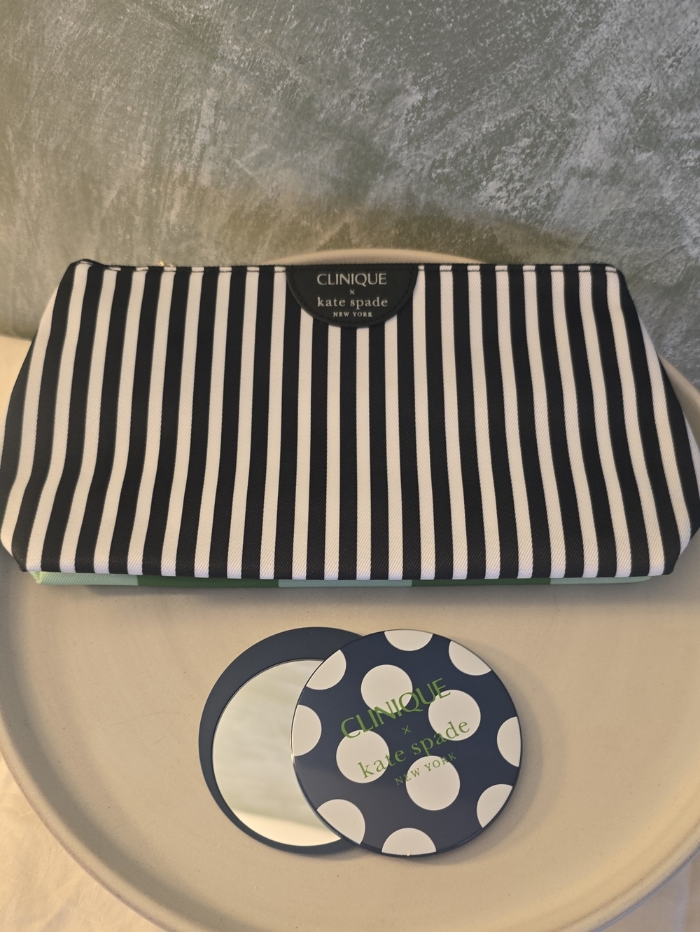 Clinique x Kate Spade Cosmetic Bag & Compact Mirror New